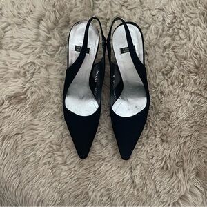 Stuart Weitzman Black Pointed Slingback Heels